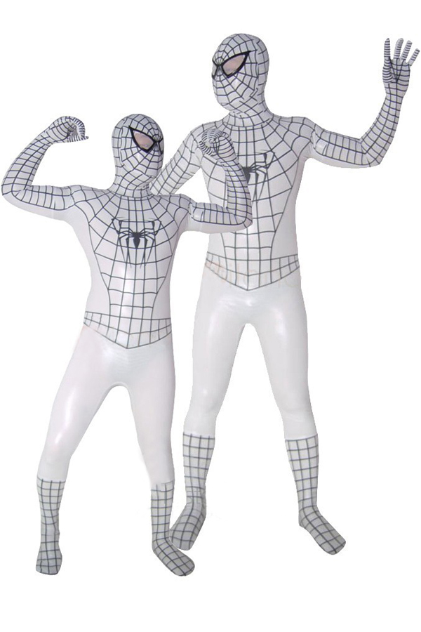 Halloween Costumes White Spiderman Zentai Suit - Click Image to Close